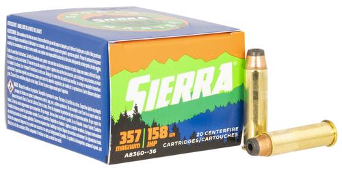 Sierra Outdoor Master Pistol Ammunition A836036, 357 Mag, Jacket Hollow Point Sport Master, 158 gr, 20 Rd/Bx