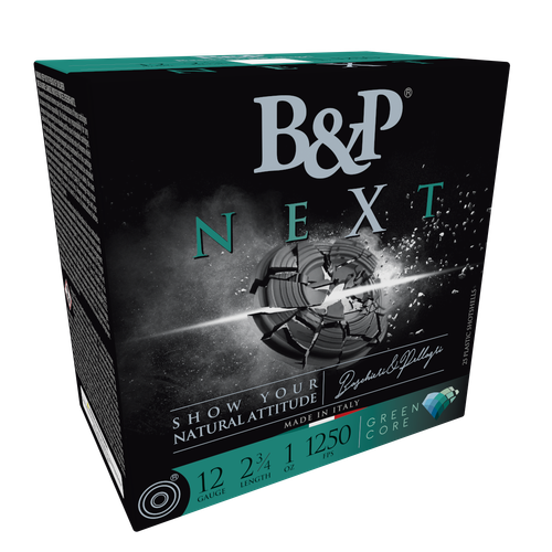 B&P Baschieri & Pellagri NEXT Clay Target Loads 12B1NX8, 12 Gauge, 2-3/4", 1 oz, 1250 fps, #8 Lead Shot , 25 Rds/Bx