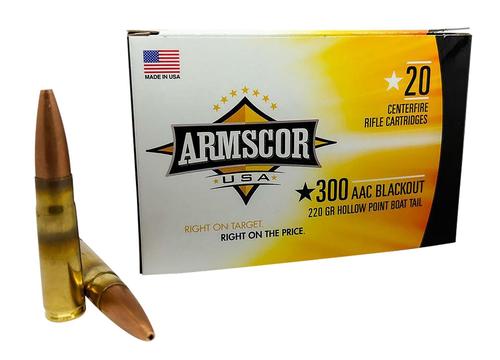 Armscor USA Competition Rifle Ammunition FAC300AAC3N, 300 Blackout, Hollow Point Boat Tail, 220 GR, 1016 fps, 20 Rd/bx