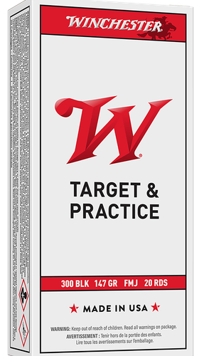 Winchester USA Rifle Ammunition USA300B147, 300 AAC Blackout, Full Metal Jacket, 147 GR, 1920 fps, 20 Rd/Bx