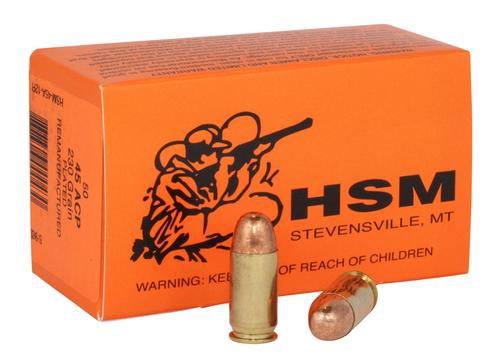 HSM Training Pistol Ammunition 4512R, 45 Automatic Colt Pistol ACP, Full Metal Jacket, 230 gr, 825 fps, 50 Rd/Bx
