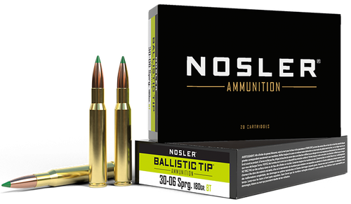 Nosler Ballistic Tip Rifle Ammunition 40072, 30-06 Springfield, Ballistic Tip, 180 GR, 2750 fps, 20 Rd/Bx