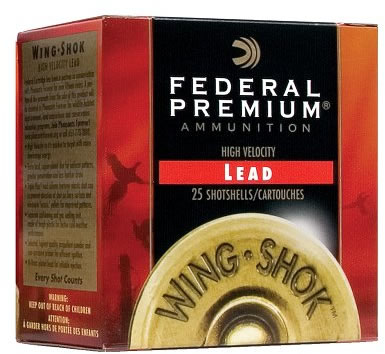 Federal Premium Wing Shok High Velocity PF2044, 20 Gauge, 2-3/4", 1 oz, 1350 fps, #4 Lead Shot, 25 Rds/Bx