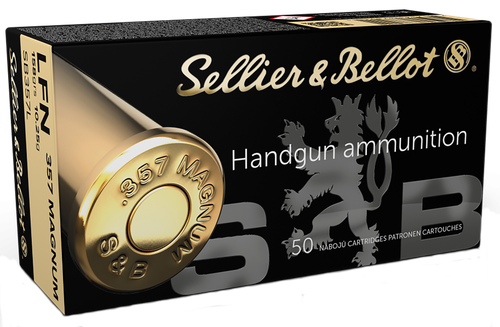 Sellier & Bellot Pistol Ammunition SB357L, 357 Magnum, Lead Flat Nose (FN), 158 GR, 1085 fps, 50 Rd/bx