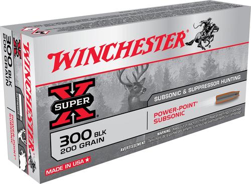 Winchester Super-X Centerfire Rifle Ammunition X300BLKX, 300 AAC Blackout, Hollow Point SubSonic, 200 GR, 1060 fps, 20 Rd/Bx