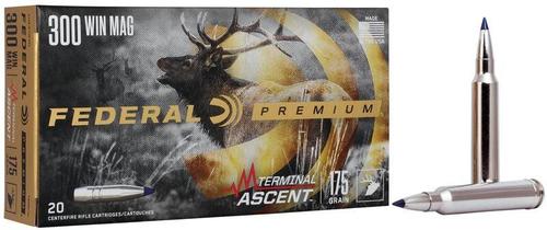 Federal Premium Rifle Ammunition P300WTA2, 300 Winchester Magnum, Terminal Ascent, 175 GR, 3030 fps, 20 Rds/Bx