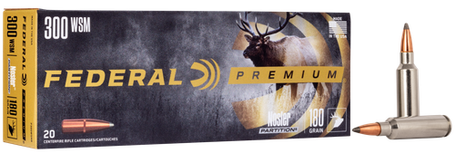 Federal Premium Vital-Shok Rifle Ammunition P300WSMB, 300 WSM, Nosler Partition, 180 GR, 2980 fps, 20 Rd/bx