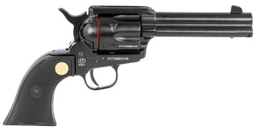Traditions 1873 Rawhide Revolver SAT7322250, 22 LR, 4.75", Black Checkered PVC Grips, Blued Finish, 6 Rds