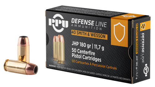 Prvi Partisan Pistol Ammunition PPD40, 40 S&W, JHP, 180 gr, 967 fps, 50 Rd/Bx