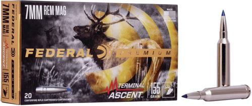 Federal Premium Rifle Ammunition P7RTA1, 7mm Remington Magnum, Terminal Ascent, 155 GR, 3000 fps, 20 Rds/Bx