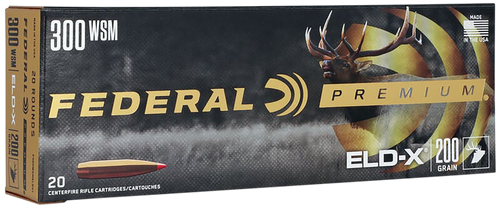 Federal Premium Rifle Ammunition P300WSMELDX1, 300 WSM, Hornady ELD-X, 200 gr, 2820 fps, 20 Rd/Bx