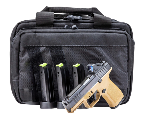 Rost Martin RM1C Pistol Bundle RM1CFDEOSPSPL , 9mm, 4", Textured FDE Grip, w/Viridian RDS & Range Bag, 17 Rds