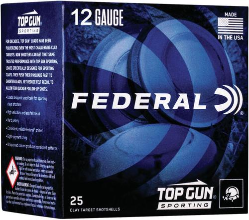 Federal Top Gun Sporting Shotshells TGS12875, 12 Gauge, 2-3/4", 1 oz, 1250 fps, #7.5 Lead Shot, 25 Rds/Bx