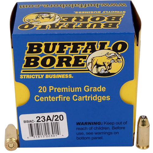 Buffalo Bore Handgun Ammunition 23A/20, 40 S&W +P, Jacketed Hollow Point (JHP), 155 GR, 1300 fps, 20 Rd/Bx