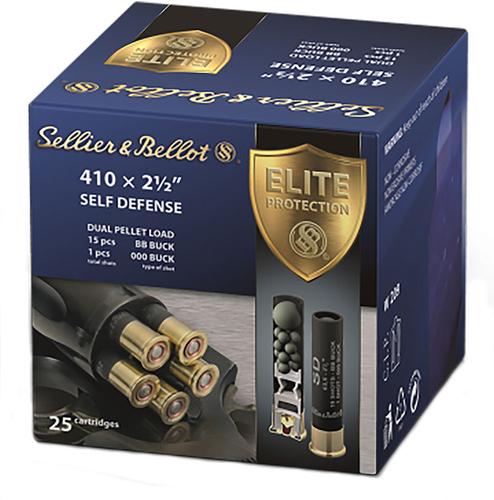 Sellier & Bellot Shotshells SB410SDA, 410 Gauge, 2-1/2", 15 Pellets, #000 Lead Buckshot, 25 Rd/bx