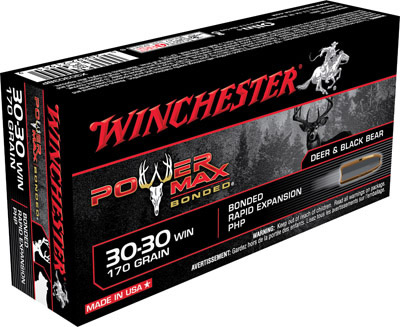 Winchester Super-X Power Max Rifle Ammunition X30303BP, 30-30 Winchester, Power Max Bonded, 170 GR, 2200 fps, 20 Rd/bx