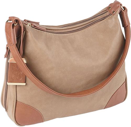 Bulldog Hobo Purse w/Holster BDP014, Taupe w/Tan Trim, Holster Fits Small Pistols & Revolvers, Ambidextrous Hand