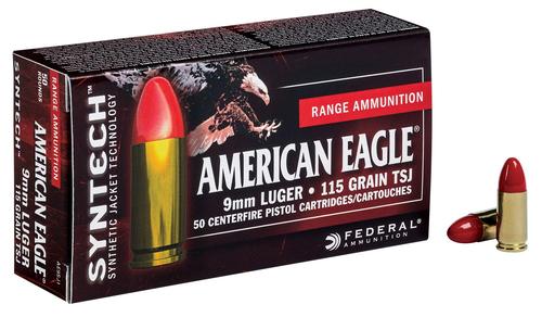 Federal American Eagle Syntec Pistol Ammunition AE45SJ1, 45 ACP, Total Syntech Jacket, 230 GR, 50 Rd/Bx