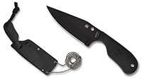 Spyderco Subway Bowie Fixed Blade Knife, Plain Edge, Black (FB48BBK)