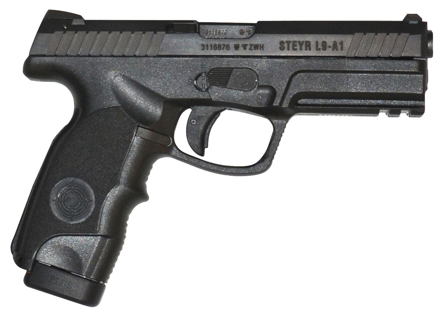 Steyr L9-A1 Pistol 39.621.2K, 9mm Luger, 4.5", Black Polymer Grips, Black Finish, 17 Rd