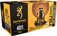 Browning Training & Practice Pistol Ammunition B191800404, 40 S&W, Full Metal Jacket, 165 GR, 1020 fps, 100 Rd/Bx