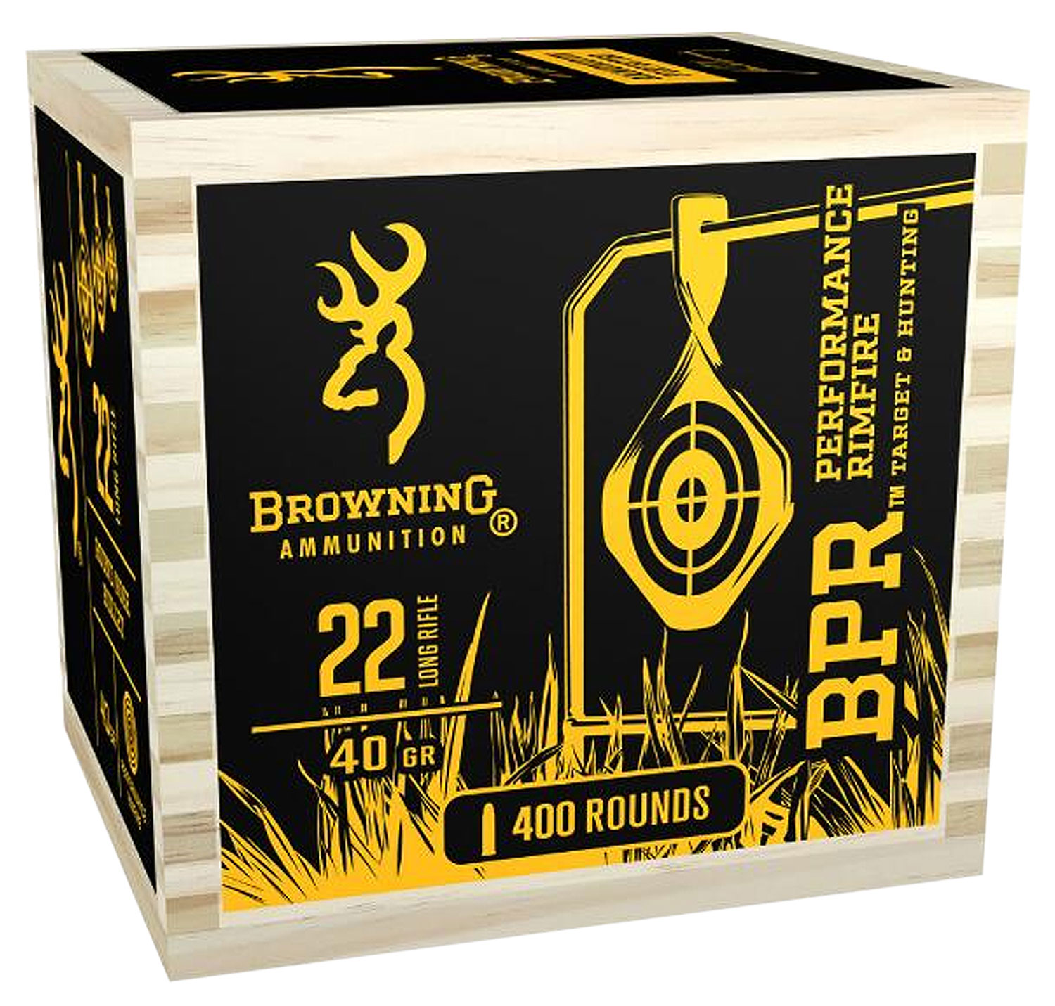 Browning Ammo Rimfire Ammunition B194122WB, 22 LR, Lead Round Nose, 40 gr, 1435 fps, 400 Rds/Bx