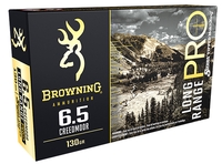 Browning Ammo Long Range Pro Rifle Ammunition B192500651, 6.5 Creedmoor, Sierra MatchKing BTPT, 130 gr, 2900 fps, 20 Rd/Bx