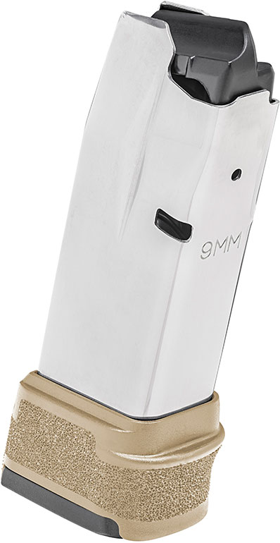 Springfield Hellcat 9mm 15 Round Stainless Magazine w/Detachable Extended Floor Plate, FDE (HC5915F)