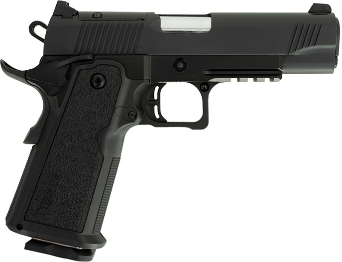 Tisas 1911 Carry DS Pistol 12500001, 9mm, 4.25", Black Overmolded Grips, Black Cerakote Finish, 17 Rds