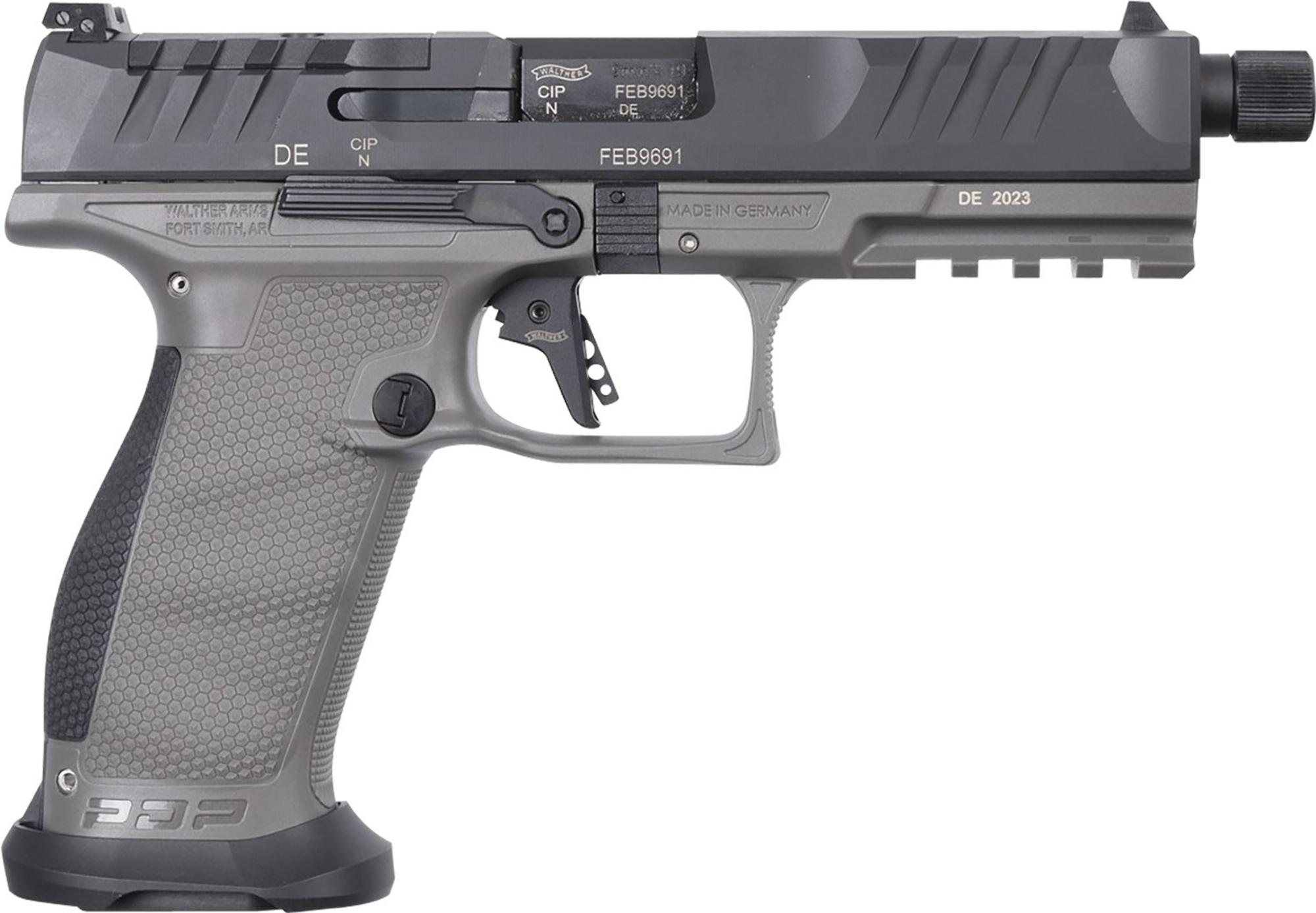 Walther PDP Pro SD, 2877503, 9mm, 5.1", Performance Duty Texture Grips, Tungsten Gray Finish, Threaded, 18+1