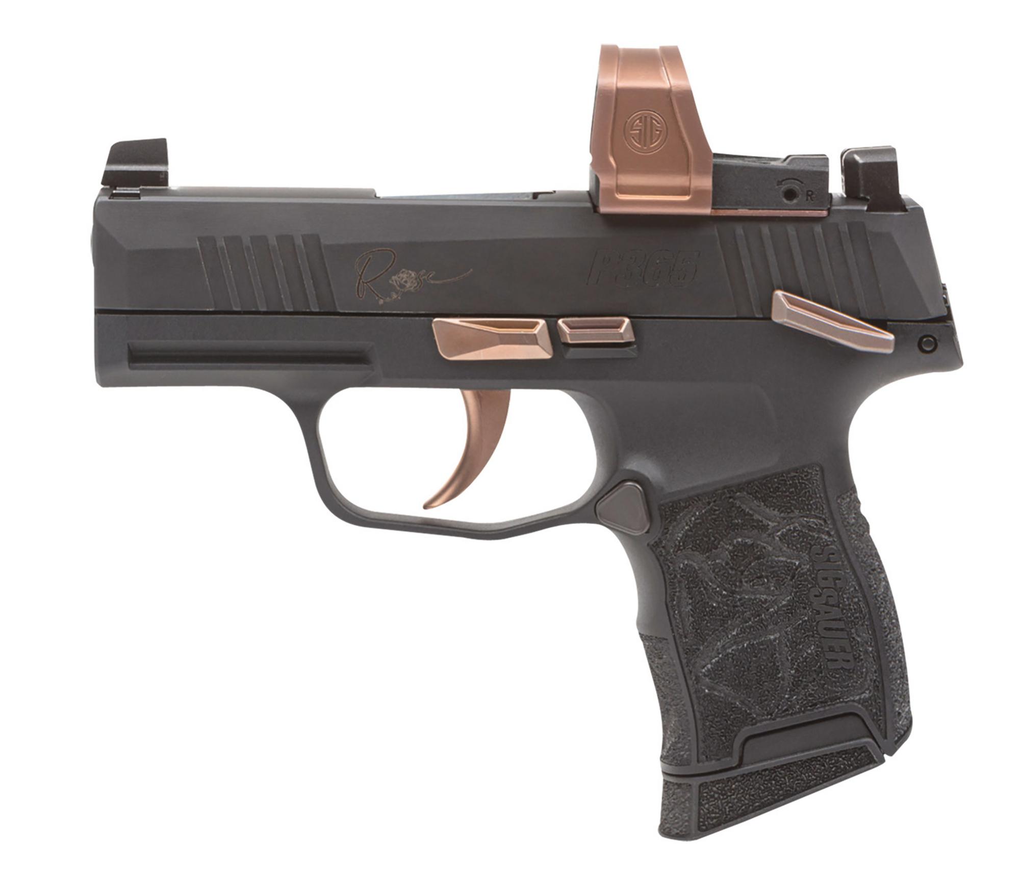 Sig Sauer P365 Rose Semi-Auto Pistol 365380ROSEMSRXZE, 380 ACP, 3.1", Romeo Zero Elite RDS, Black w/Matte Rose Gold Controls Finish, 10 Rds