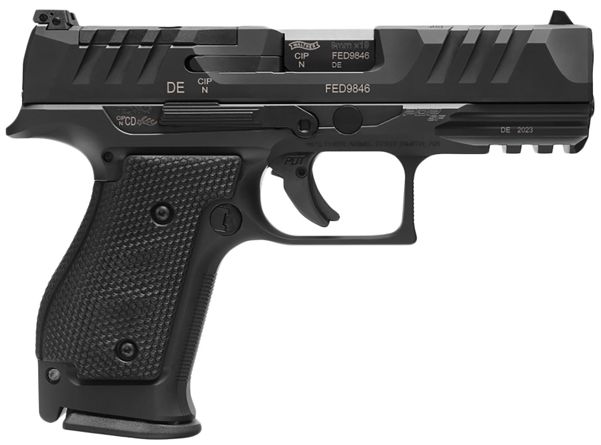 Walther PDP Compact Steel Frame, 2872111, 9mm, 4", Textured Wraparound Grips, Optic Ready, 15 Rds