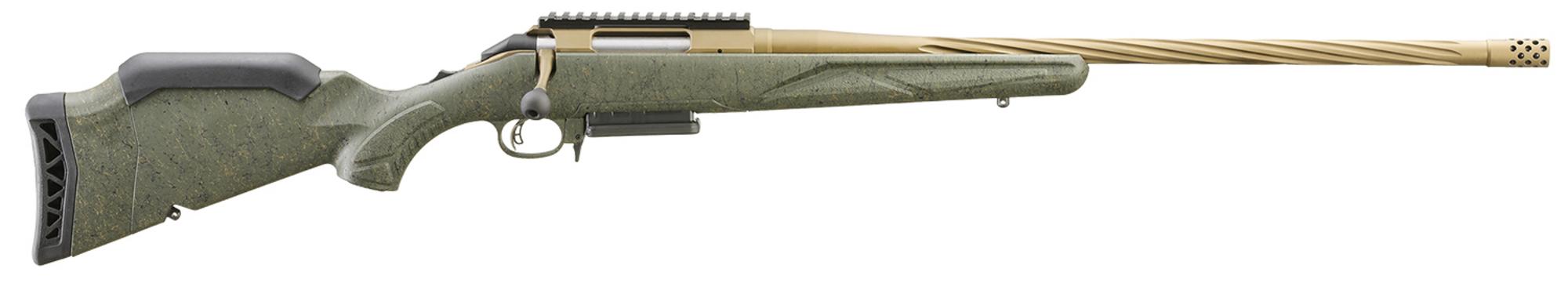 Ruger American Predator Gen II, Bolt Action Rifle, 30-06 Spring. 22" Bronze Cerakote Threaded Barrel, Adjustable Green Splatter Stock, 4 Rds, 46943