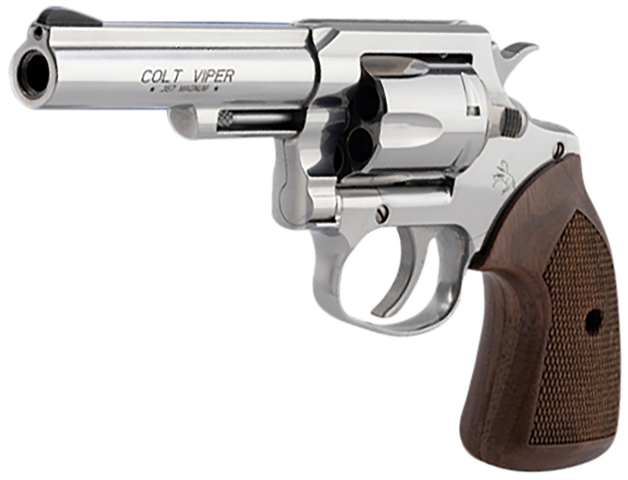 Colt Viper Revolver, VIPERSP4WRR, 357 Mag, 4.25", American Walnut Grips, Stainless Steel Finish, 6rd