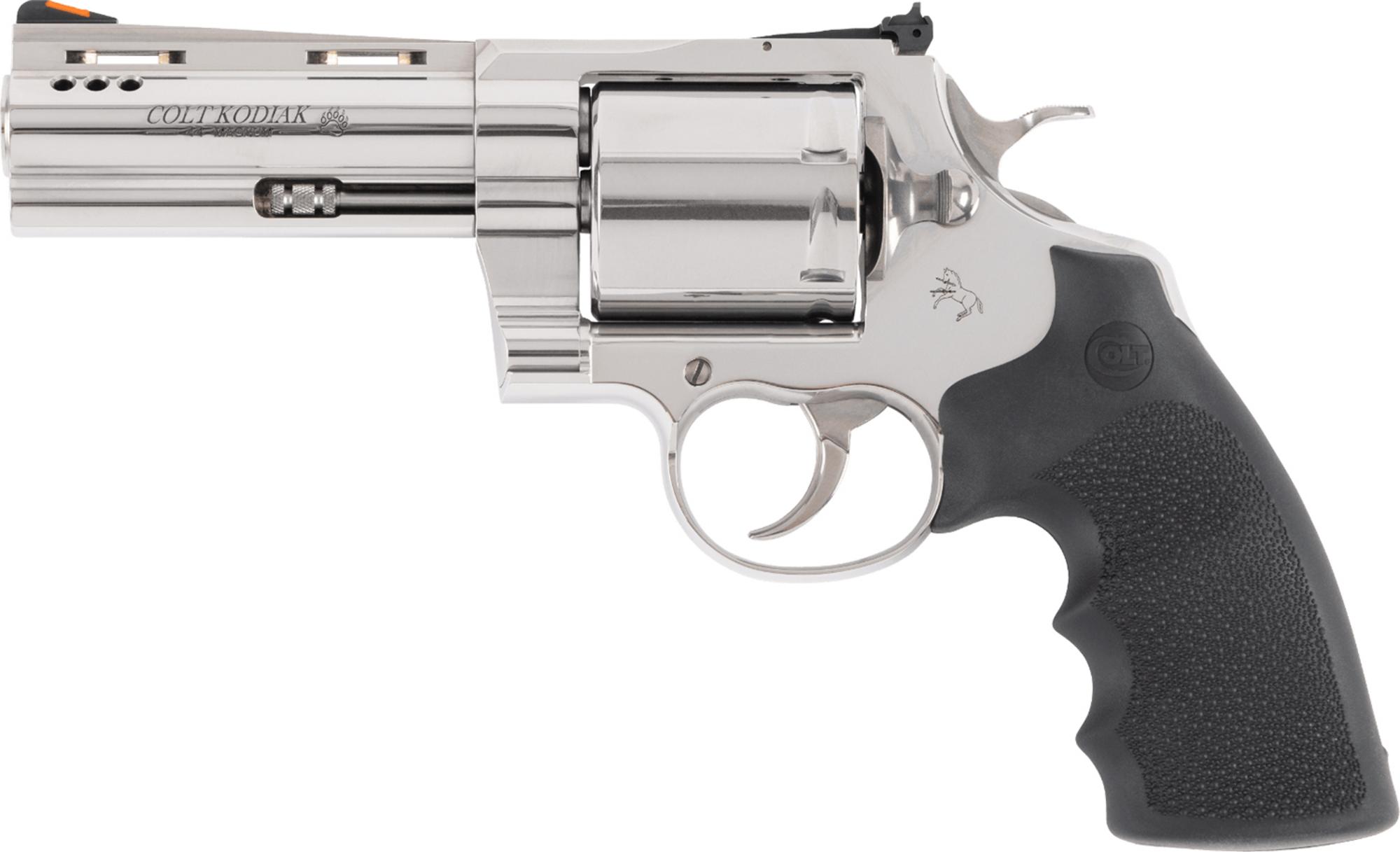 Colt Kodiak Revolver, KODIAKSP4RTS, 44 Mag, 4.25", Hogue Grips, Stainless Steel Finish, Ported Barrel, 6rd