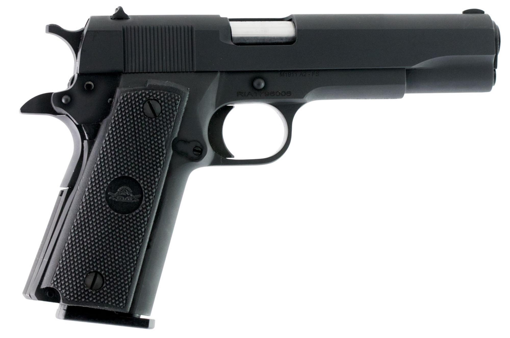 Rock Island Armory M1911A2 CA* Pistol 51453, 45 ACP, 5", Black Rubber Grips, Black Parkerized Finish, 10 Rds