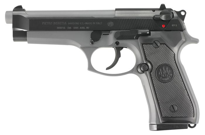 Beretta 92FS Pistol JS92F390M, 9mm Luger, 4.90", Black Laminate Wood Grips, Sniper Gray Cerakote Finish, 15 Rds