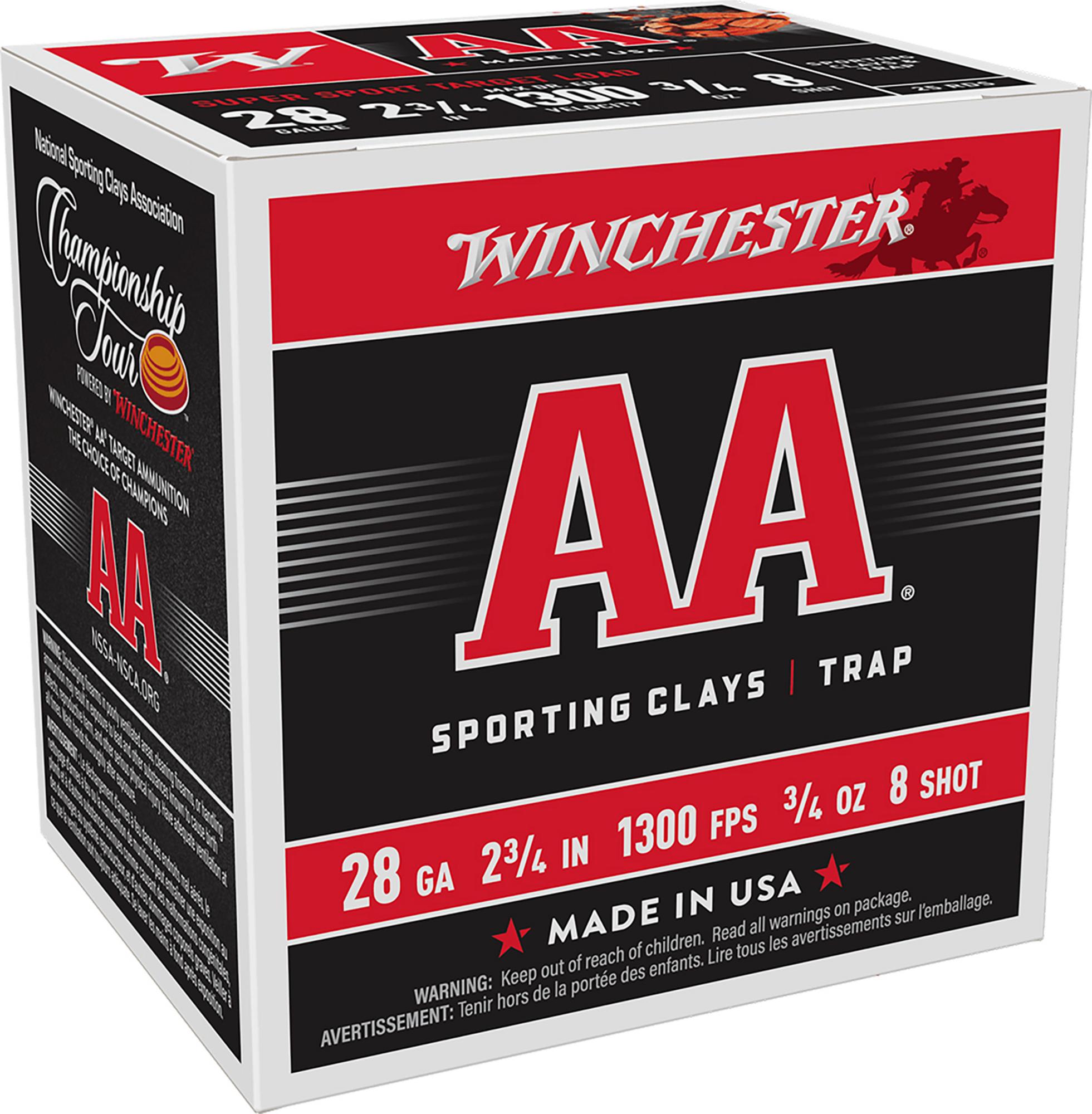 Winchester AA Sporting Clay Shotshells AASC288, 28 Gauge, 2-3/4", 3/4 oz, 1300 fps, #8 Lead , 25 Rds/box