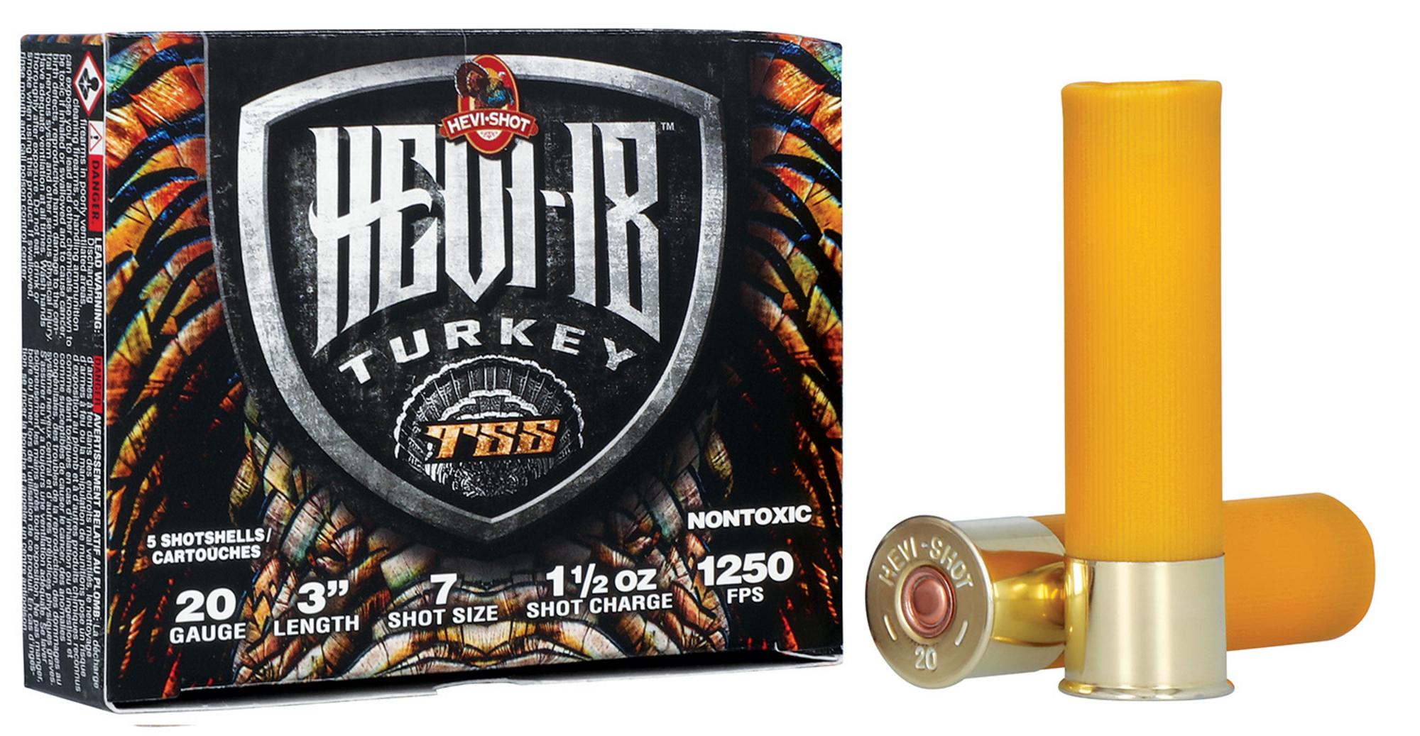 HEVI-Shot HEVI-18 TSS Turkey Shotshells HS7007, 20 Gauge, 3", 1 1/2 oz, 1250 fps, #7 Shot, 5 Rds/box