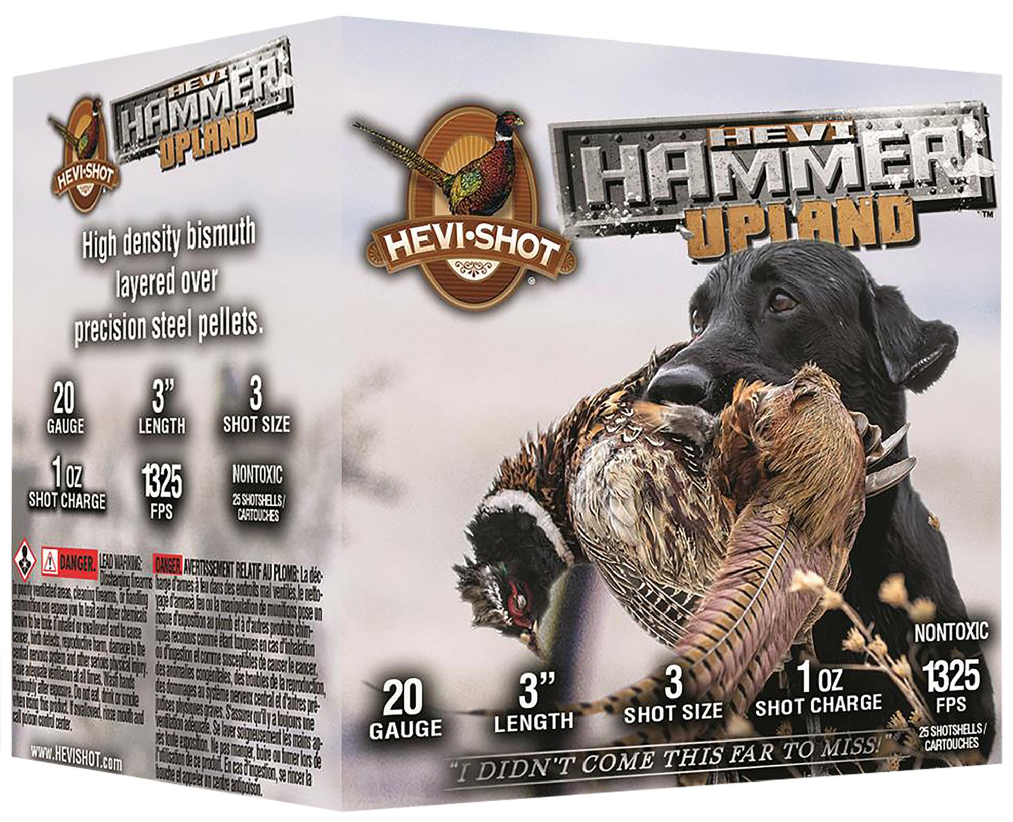 HEVI-Shot HEVI-Hammer Upland Shotshells HS29213, 20 Gauge, 3", 1 oz, 1325 fps, #3 Shot, 25 Rds/box