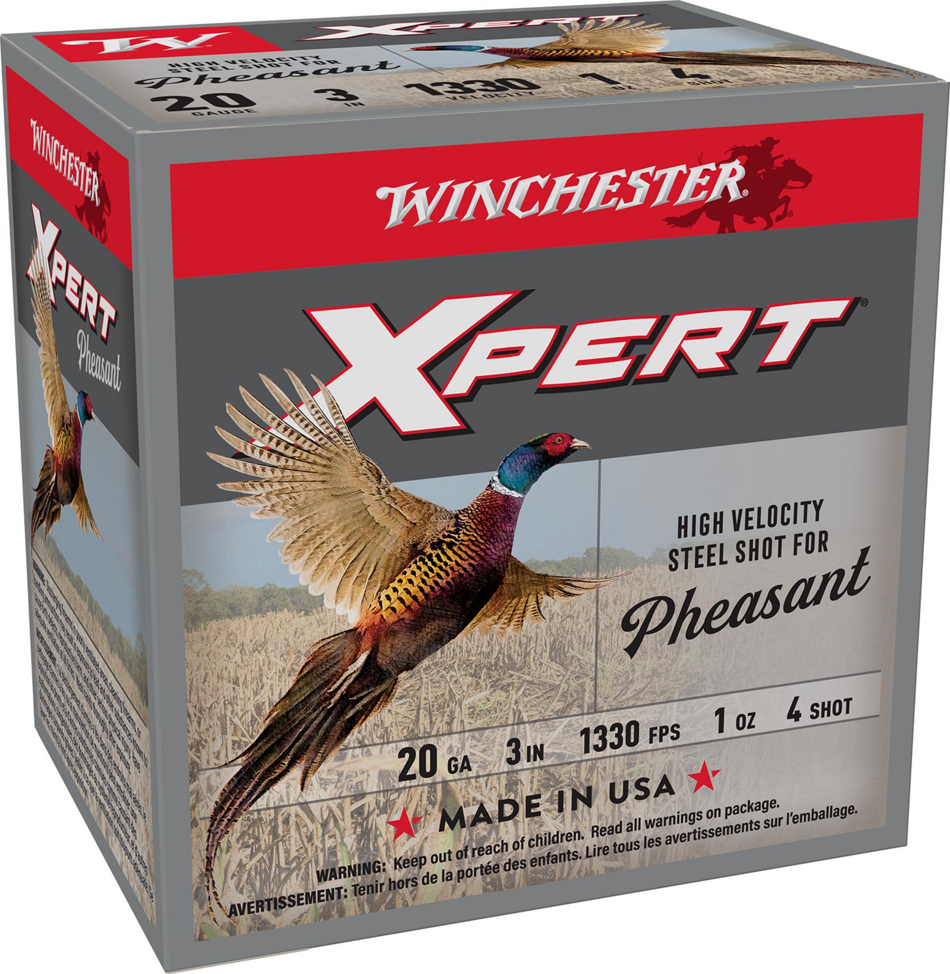 Winchester Xpert Pheasant Lead Free High Velocity Shotshells WEXP2034, 20 Gauge, 3", 1 oz, 1330 fps, #4 Steel Shot, 25 Rds/box