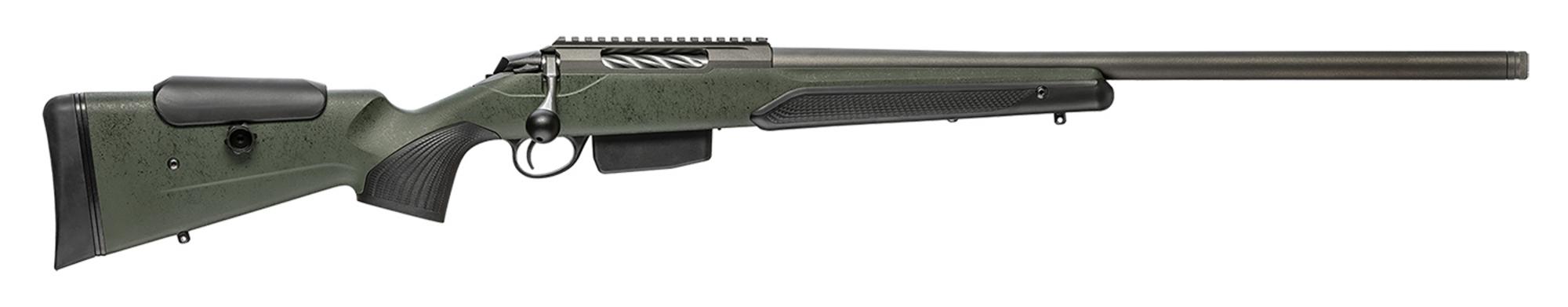 Tikka T3X Super Varmint Bolt Action Rifle JRTXRSV319, 6.5 PRC, 23.7" Threaded, Black/Green Roughtech Stock, 5 Rds