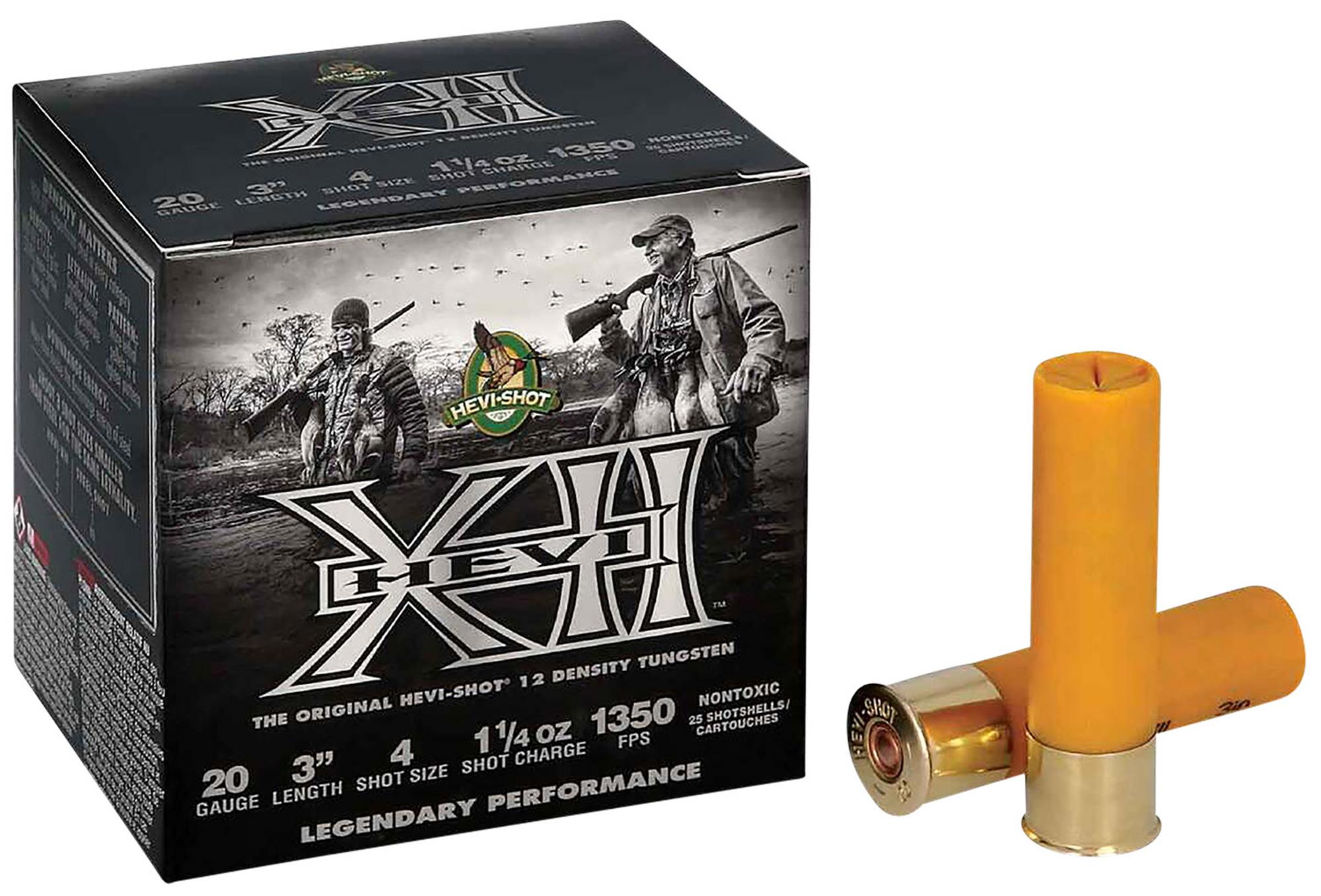 HEVI-Shot HEVI-XII Shotshells HS53204, 20 Gauge, 3", 1 1/4 oz, 1350 fps, #4 Shot, 25 Rds/box