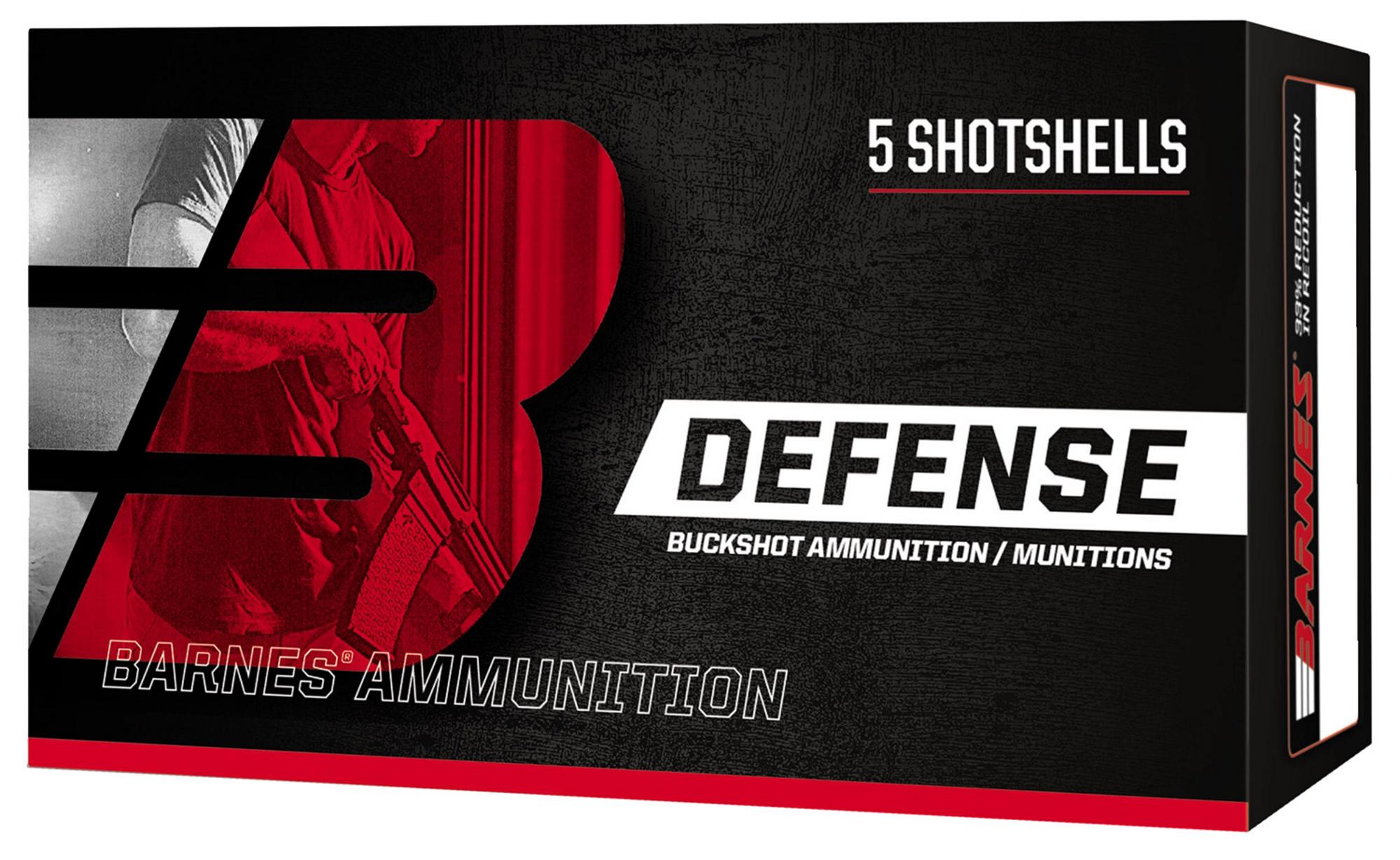 Barnes Defense Shotshells 32012, 12 Gauge, 2-3/4", 21 Pellets, 1200 fps, #4 Buckshot, 5 Rds/box