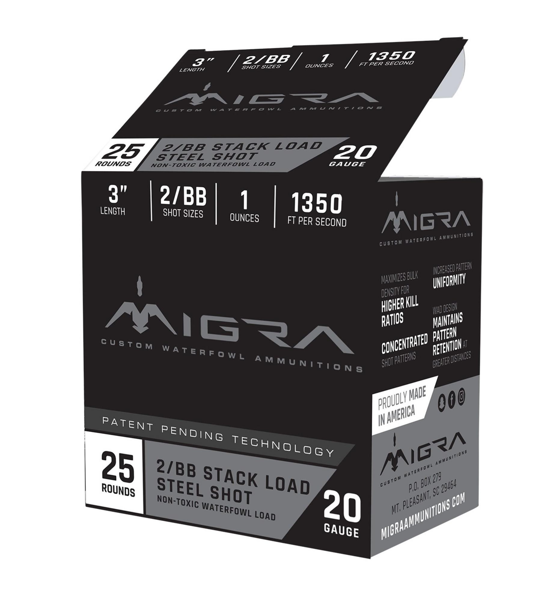 Migra Custon Waterfowl Shotshells M20S46, 20 Gauge, 3", 1 oz, 1350 fps, #4/6 Steel Shot, 25 Rds/box