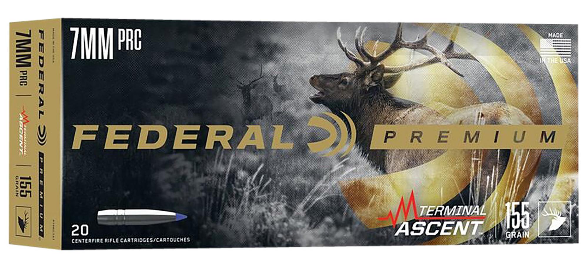 Federal Premium Terminal Ascent Rifle Ammunition P7PRCTA1, 7mm PRC, Terminal Ascent, 155 gr, 3100 fps, 20 Rd/Bx