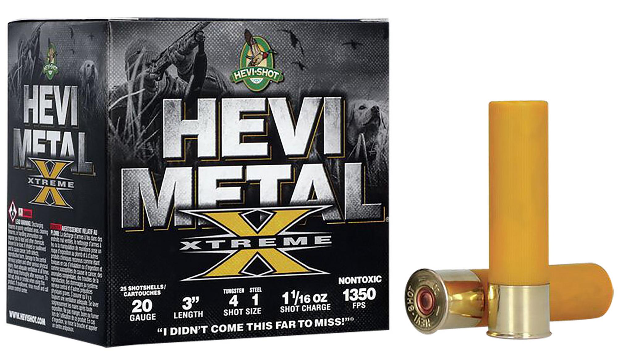 HEVI-Shot HEVI-Metal Extreme Shotshells HS39202, 20 Gauge, 3", 1 1/16 oz, 1350 fps, #4 & 1 Shot, 25 Rds/box