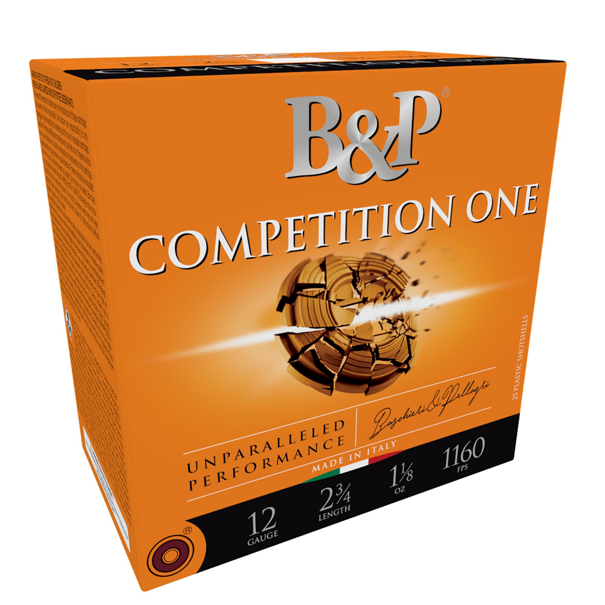 Baschieri & Pellagri Competition One Shotshells 12B1CP9, 12 Gauge, 2-3/4", 1 oz, 1160 fps, #9 Lead Shot, 25 Rds/box