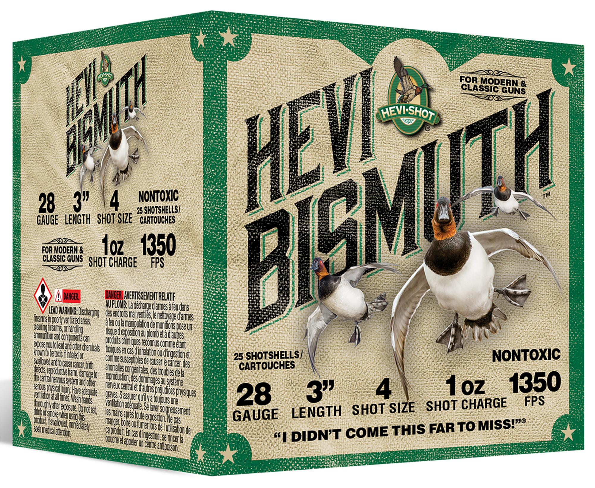 HEVI-Shot HEVI-Bismuth Waterfowl Shotshells HS18434, 28 Gauge, 3", 1 oz, 1350 fps, #4 shot, 25 Rds/box