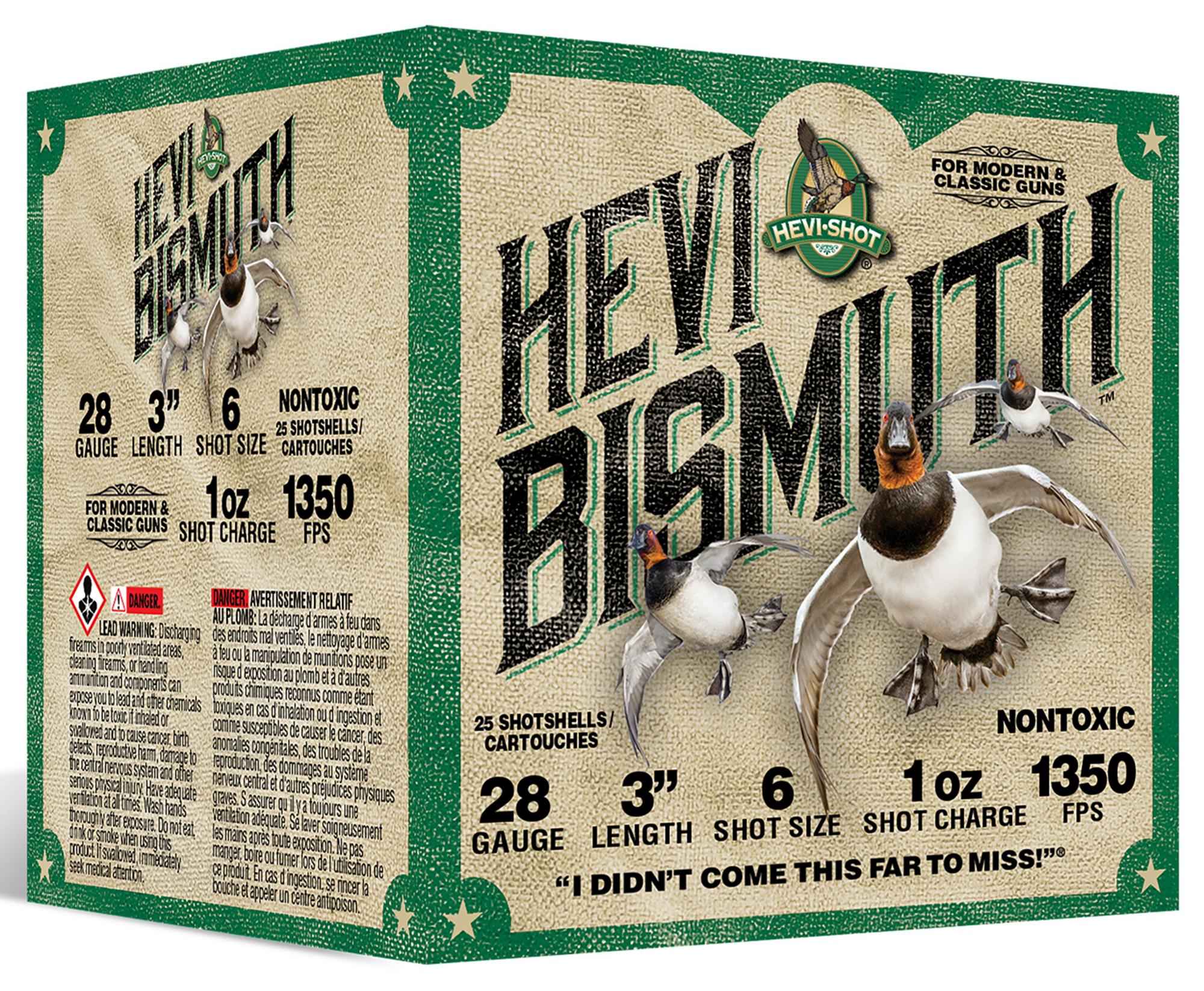 HEVI-Shot HEVI-Bismuth Waterfowl Shotshells HS18436, 28 Gauge, 3", 1 oz, 1350 fps, #6 shot, 25 Rds/box